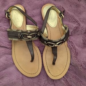Coach Sammy Brown and Tan Leather Sandals